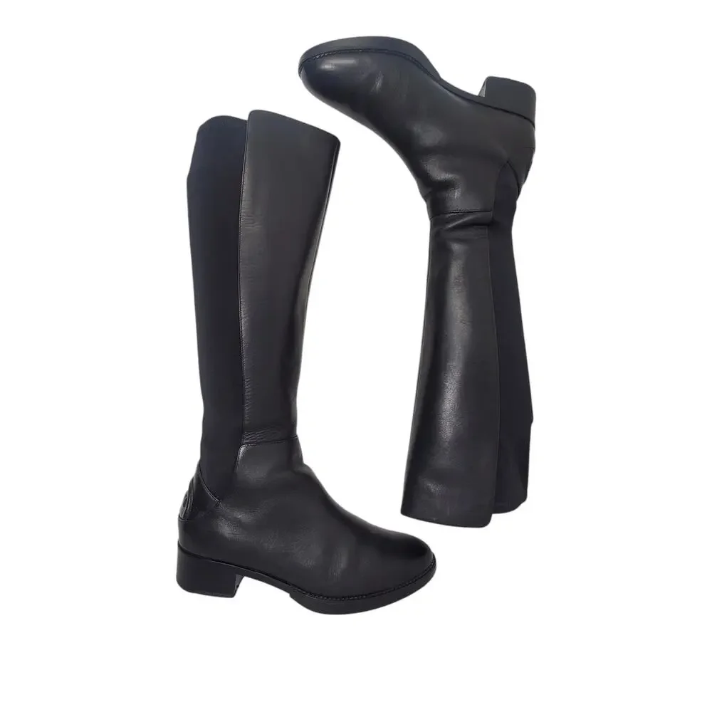 Tory Burch Caitlin Riding Stretch Tall Boot Leather Suede Black 33139 Size 6.5